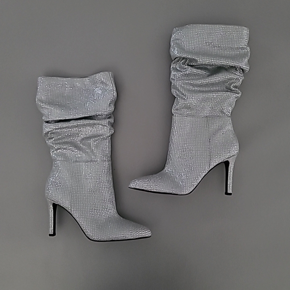 Gianni Bini x Nastia Liukin Kiki Rhinestone Slouchy Pointed Toe Dress Boots 7M - Picture 2 of 12